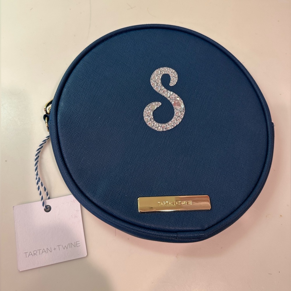 Tartan + Twine Small Round Clutch Navy